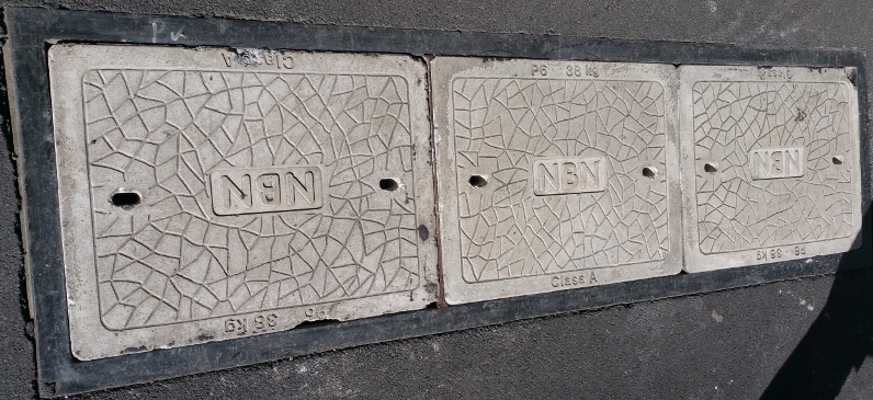 large NBN pavers on the footpath